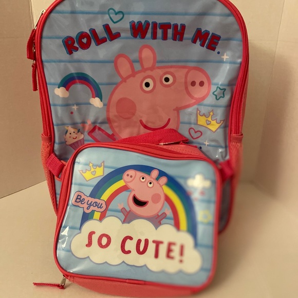 Girls peppa pig Bookbag with lunchbox - Picture 6 of 6